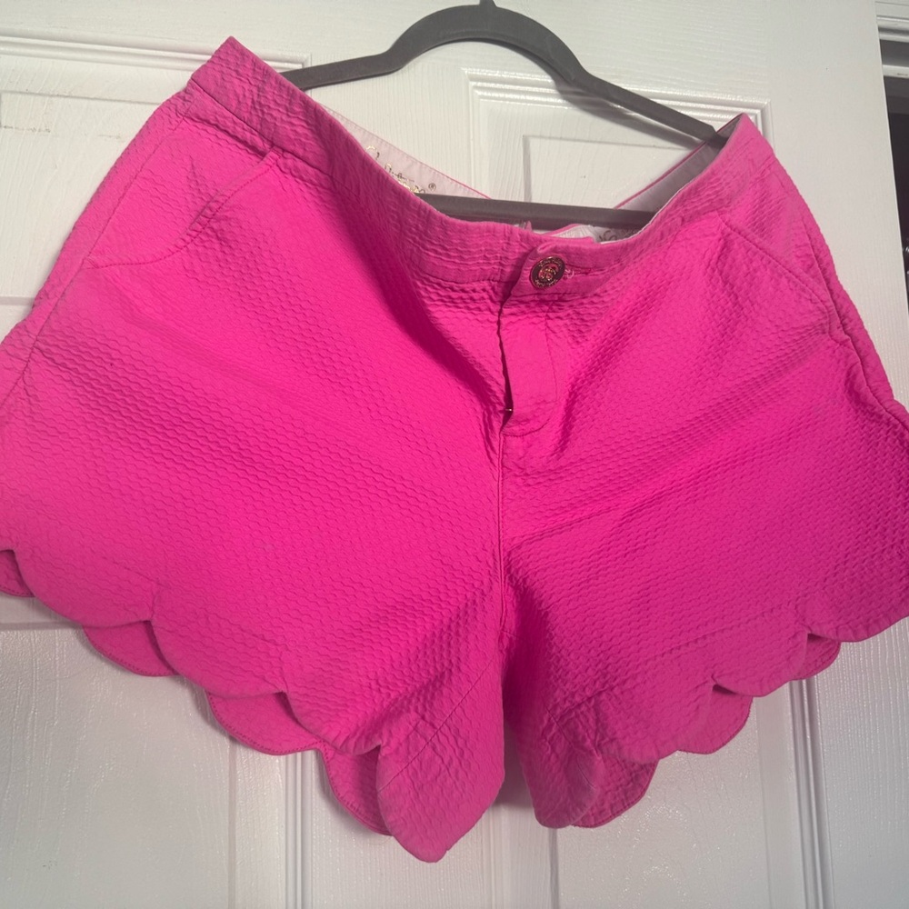 Pink Scalloped Women Shorts